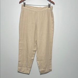 Eileen Fisher women’s Beige 100% Organic Linen Pull On Pants Size Petit Medium